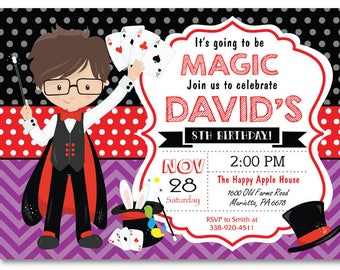 magic invitation magic party magician party invitation etsy