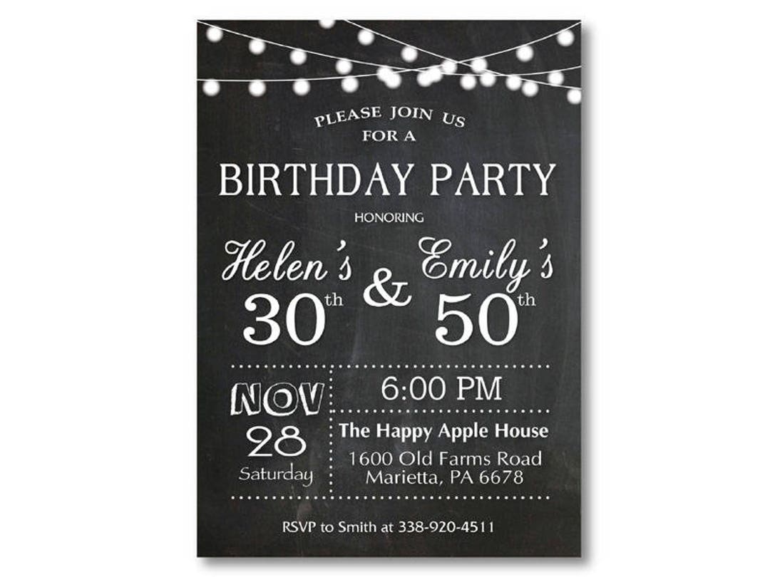 Adult Joint Birthday Invitation. Joint Birthday Party Invitation. Combined Party Cobirthday