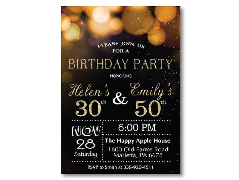 Adult Joint Birthday Invitation. Joint Birthday Party Etsy