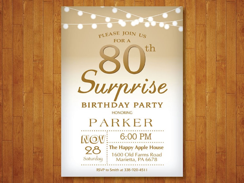 Surprise 70th Birthday Invitation. Gold and White. String | Etsy