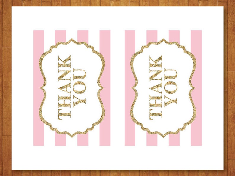 Black Stripes Black and Gold Thank You Card Thank You Note Pink DIY. Gold Glitter Instant Download Printable Digital Black and Gold