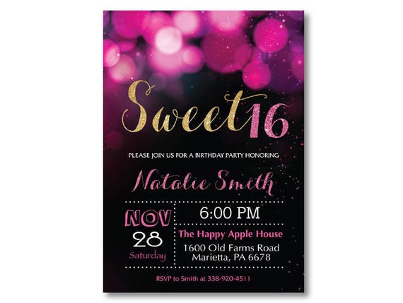 Verbazingwekkend Sweet 16 uitnodiging. Roze en gouden Sweet 16 | Etsy LL-83