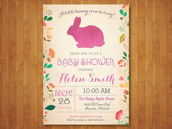 Bunny Baby Shower Invitation Easter Baby Shower Invitation Etsy
