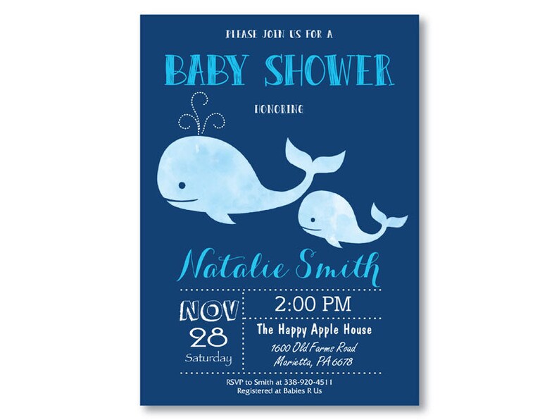 Whale Baby Shower Invitation Navy Blue Nautical Baby Shower Etsy Whale Baby Shower Invitation Navy Blue Nautical Baby Shower Etsy