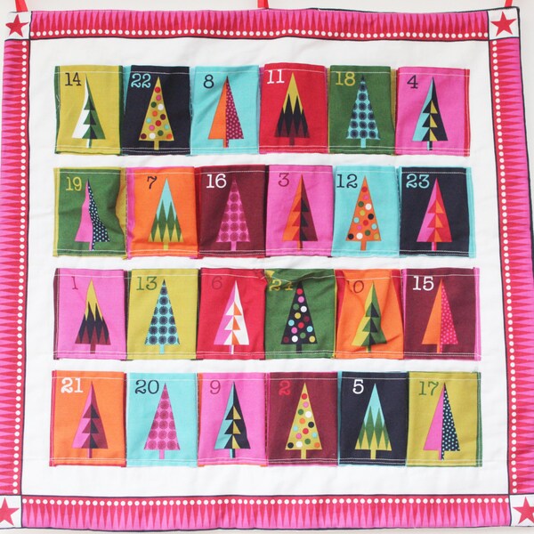 Advent Calendar Christmas multi coloured children's presents christmas gift bright colours Happy Holidays cotton quilted handmade modern