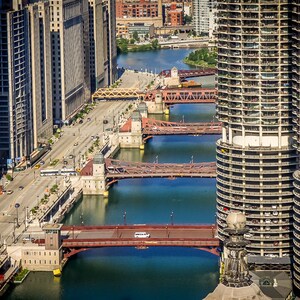 Chicago River Bridges Marina City Towers Art Photography Print Wall Decor