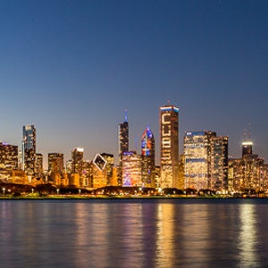 Chicago Cubs World Series Skyline at Night Willis Tower Lake Michigan Art Photography Print Wall Decor image 2