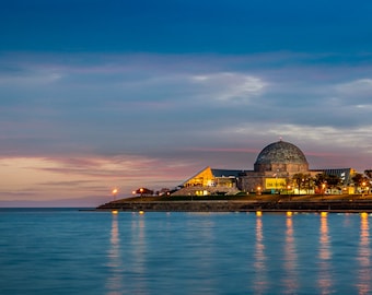 Chicago Adler Planetarium Lake Michigan Sunset Art Photography Print Wall Decor