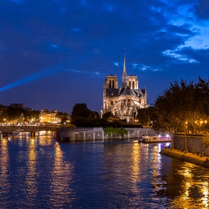 Paris France Eiffel Tower Notre Dame Cathedral Art Photography Print Wall Decor