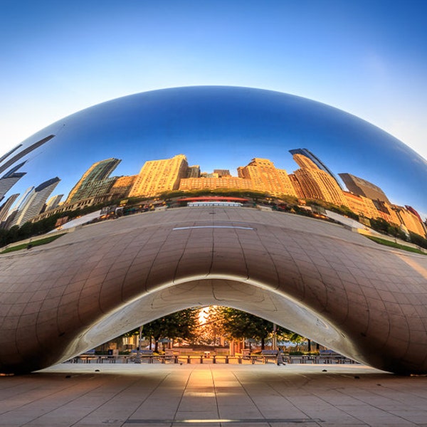 Chicago Cloud Gate Bean Art Photography Print Wall Decor