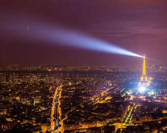 Paris France Eiffel Tower Sunset Art Photography Print Wall Decor