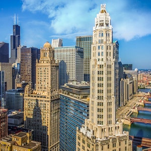 Chicago Skyline Bridges Marina City Towers Art Photography Print Wall Decor