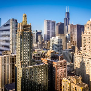 Chicago Skyline and Willis Tower Art Photography Print Wall Decor