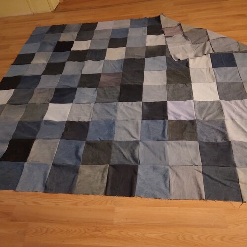 Upcycled Denim Chevron Queen Quilt & Pillow Shams W/ Navy Etsy