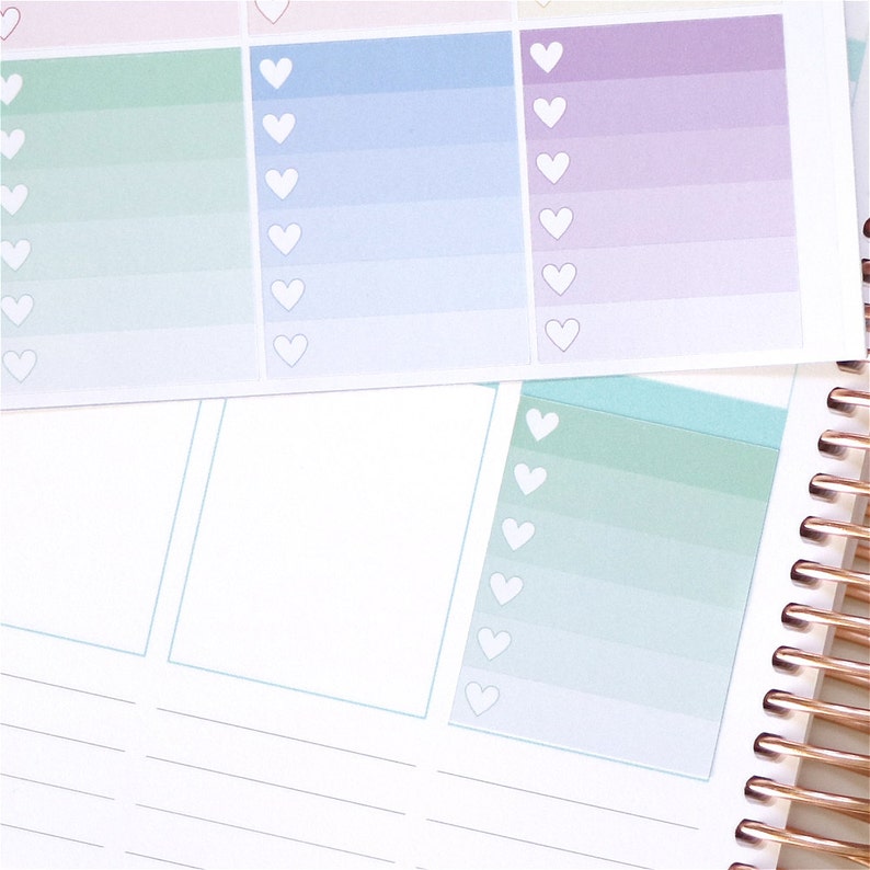 Pastel Rainbow Ombre Heart Checklist Planner Stickers - Etsy