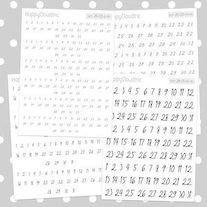 31 Days Script Word Planning Stickers | Planner Stickers