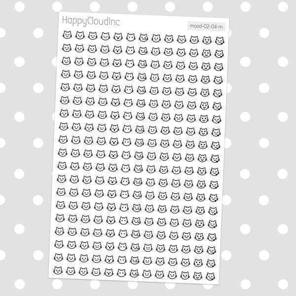 Mini Cat Mood Tracker Stickers - Planner Stickers (1 sheet)