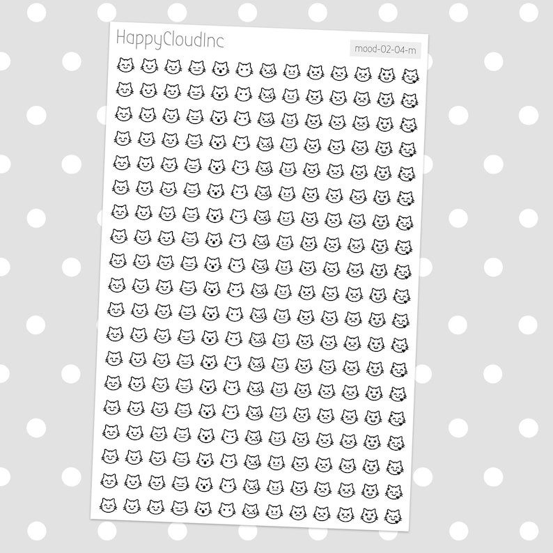 Mini Cat Mood Tracker Stickers - Planner Stickers (1 Sheet) - Etsy
