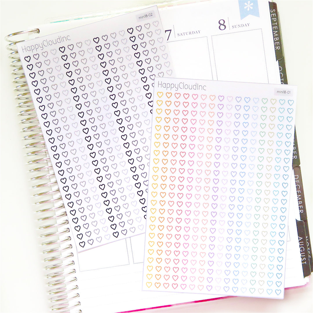 Mini Checkbox Heart Stickers Planner / BUJO Stickers - Etsy
