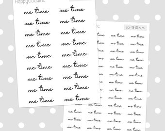 Me Time Script Word Planning Stickers | Planner Stickers (1 Sheet)
