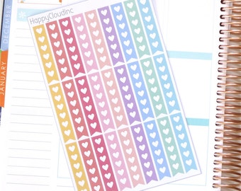 Pastel Rainbow Heart Checklist Planner Stickers (27 stickers)