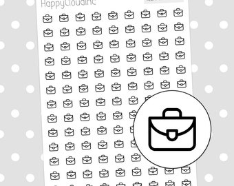 Briefcase Icon Planner Stickers, Work From Office, Handmade