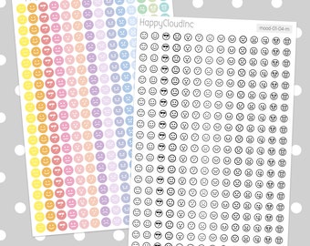 Mini Mood Tracker Stickers - Planner Stickers (1 sheet)