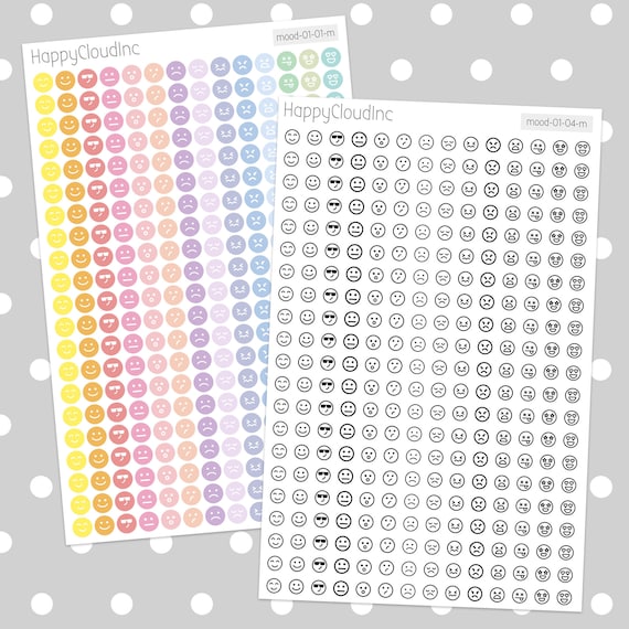 Mini Mood Tracker Stickers - Planner Stickers (1 sheet)