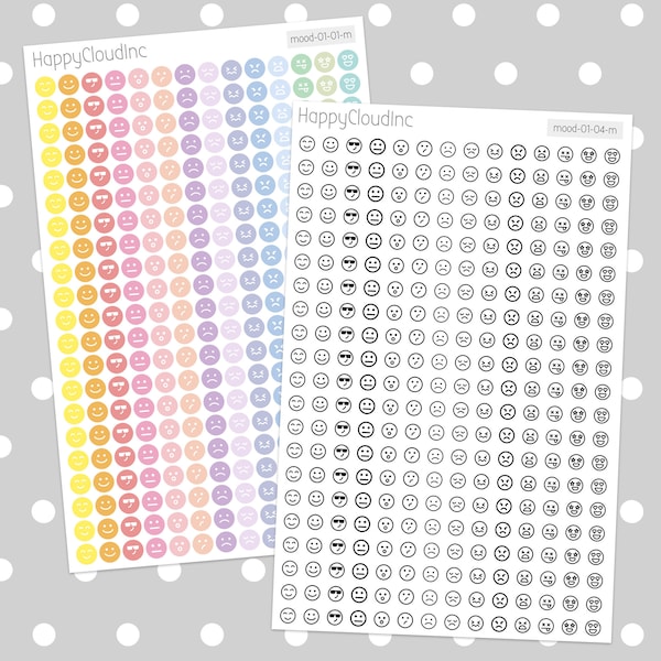 Mini Mood Tracker Stickers - Planner Stickers (1 sheet)