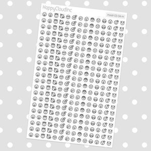 Mini Mood Tracker Stickers for Tired and Sick - Planner Stickers (1 sheet)