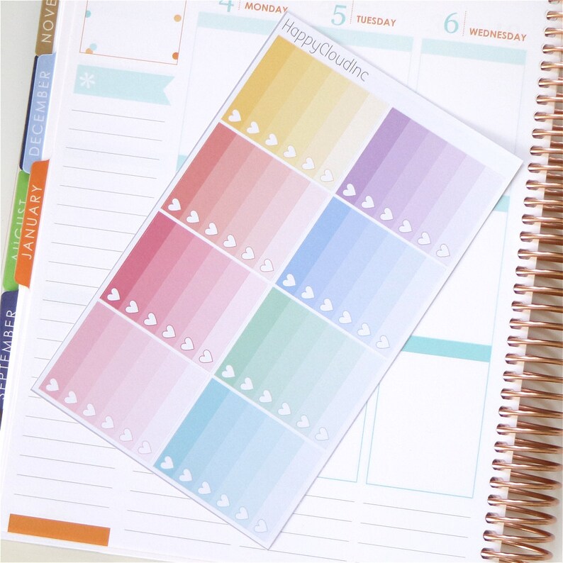 Pastel Rainbow Ombre Heart Checklist Planner Stickers | Etsy