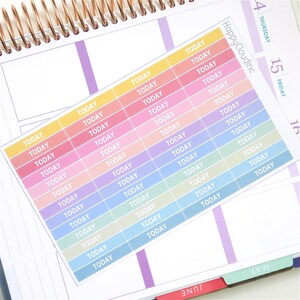Pastel Rainbow Today Label Planner Stickers