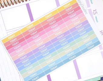 Pastel Rainbow Today Label Planner Stickers