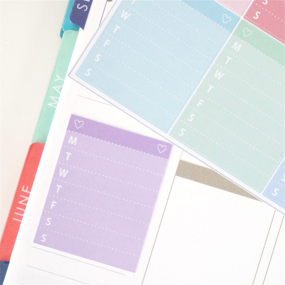 Pastel Rainbow Sidebar Weekly Tracker Blank Planner Stickers - Etsy