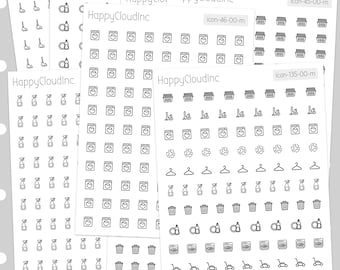 Tiny Cleaning / Chores / Home Errands Icon Planner Stickers