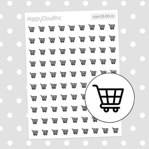 Tiny Trolley / Shopping Cart Icon Planner Stickers