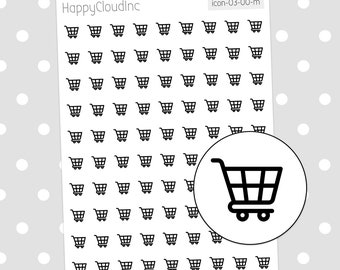 Tiny Trolley / Shopping Cart Icon Planner Stickers