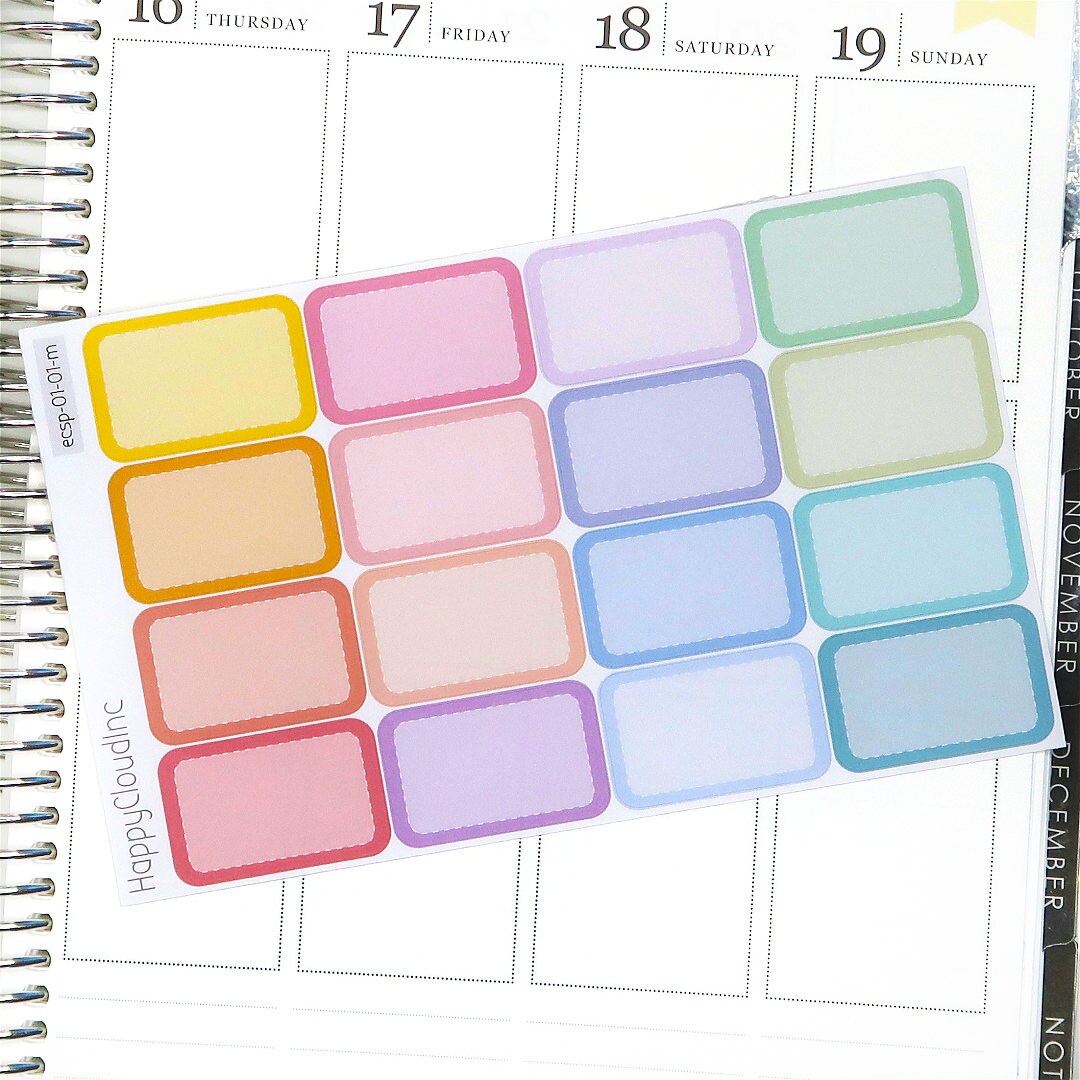 Pastel Rainbow Vertical Half Boxes Planner Stickers 16 - Etsy