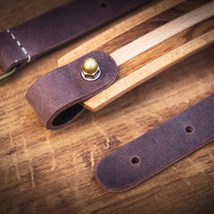 Bike carrying handle. Full-grain vegtanned leather and wood handle. image 3