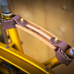 Bike carrying handle. Full-grain vegtanned leather and wood handle. image 2