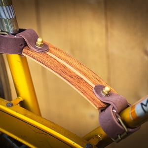 Bike carrying handle. Full-grain vegtanned leather and wood handle. image 1