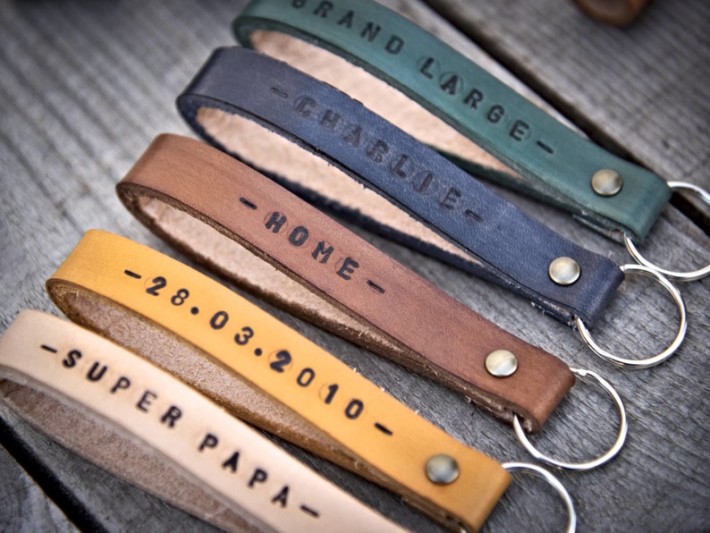 Porte clé personnalisé RECTO/VERSO cuir tannage végétal | Etsy