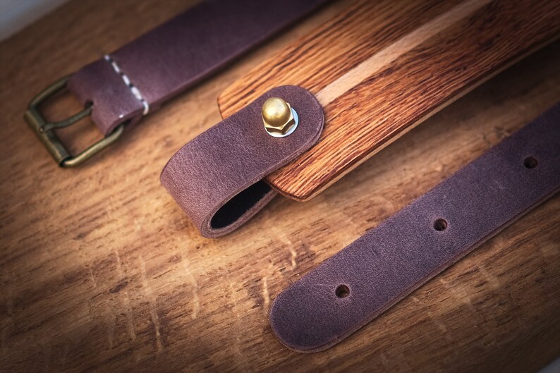 Bike carrying handle. Full-grain vegtanned leather and wood handle. image 4