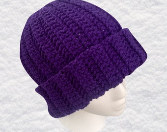 Crochet Hat for Winter with Ribbed Texture for Warmth