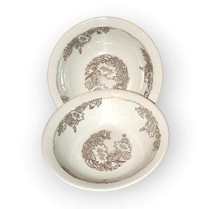 2 vintage Faience bowls set, NOS Ukrainian floral soup bowls, USSR ceramic plates