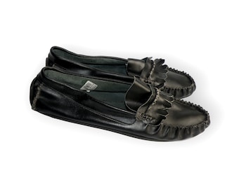 Vintage Black Leather Moccasins: Men's Unisex EU 45 / US 12