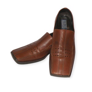 Vintage bruna läderskor för män: Romano Mazzante fyrkantig tå (storlek 10 US)