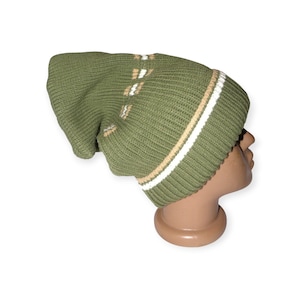 Vintage Soviet knit hat for men in big size, 80-s NOS khaki jersey man&#39;s hat