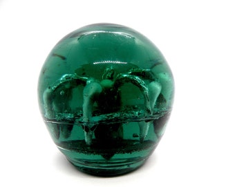 Vintage Green Paperweight, emerald glass press for paper, vintage table decor, Soviet glass paperweight, retro gift idea for table decor