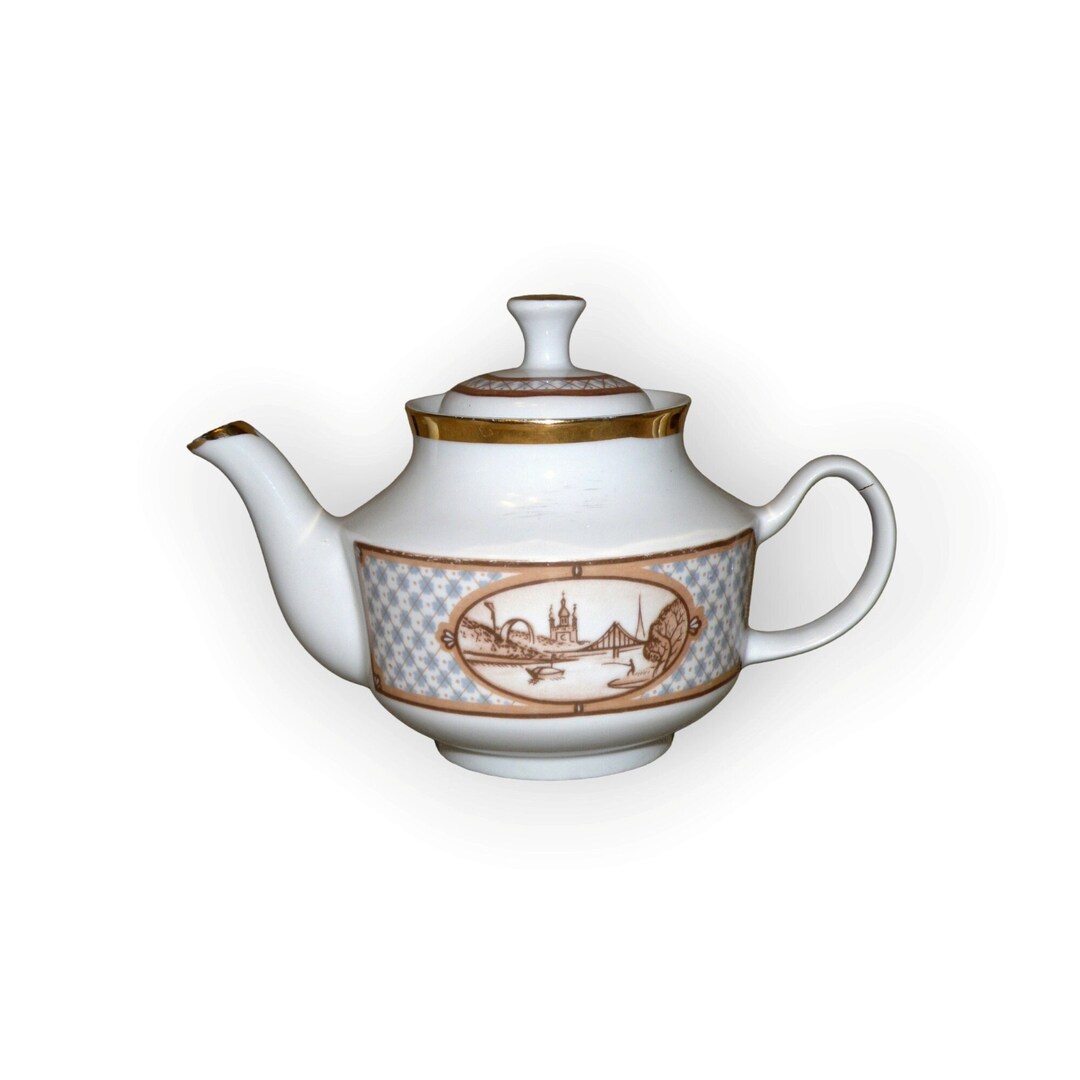Vintage Porcelain Teapot USSR Handpainted Teapot Made in Kyiv Etsy
